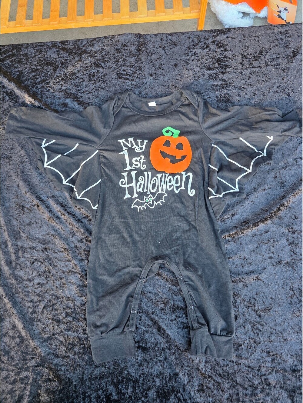 Baby Halloween My 1st Halloween Pumpkin Bat Wings Romper
